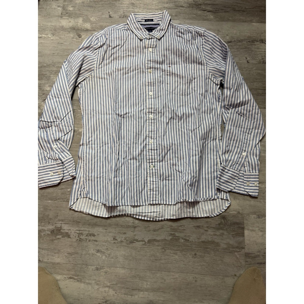 TOMMY HILFIGER Mens Shirt Medium Multicoloured Striped Cotton Size M. A4-0033